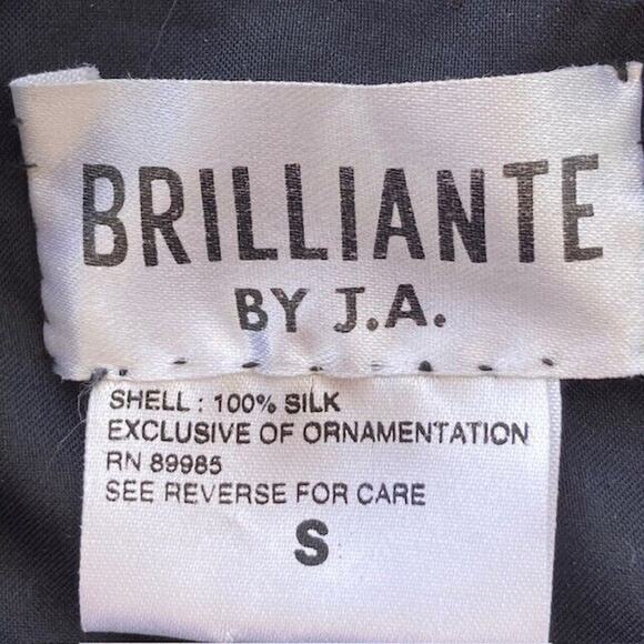 BRILLIANTE BY J.A. NEW Black 100%Silk Beaded Cocktail Formal Midi Dress Small - Picture 4 of 5